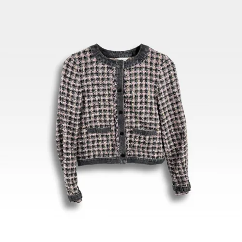 Veste courte en tweed rose & noir