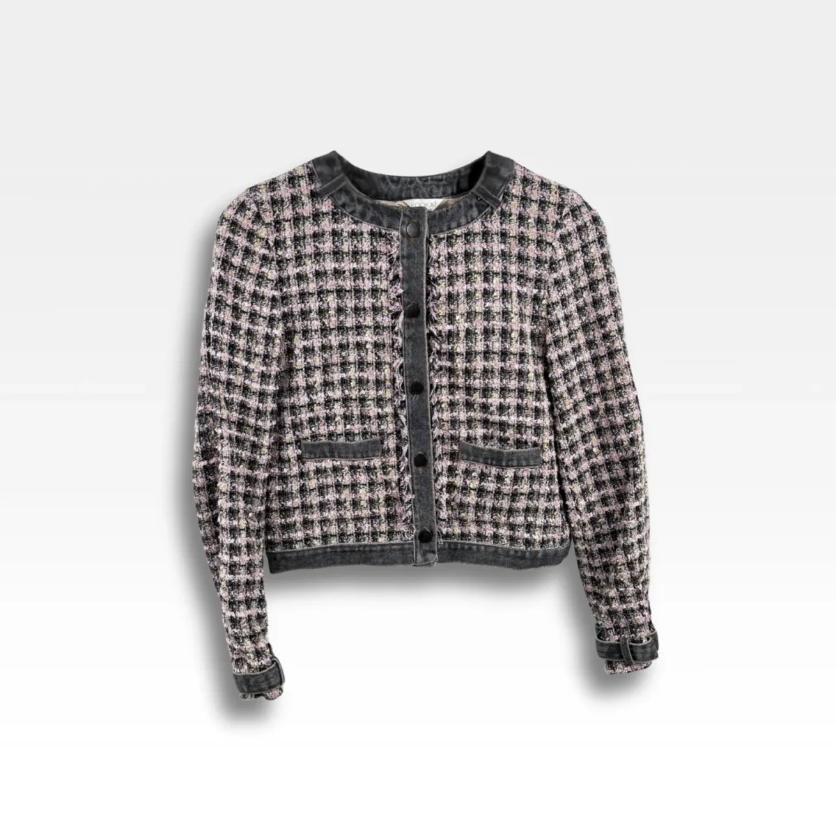 Veste courte en tweed rose & noir