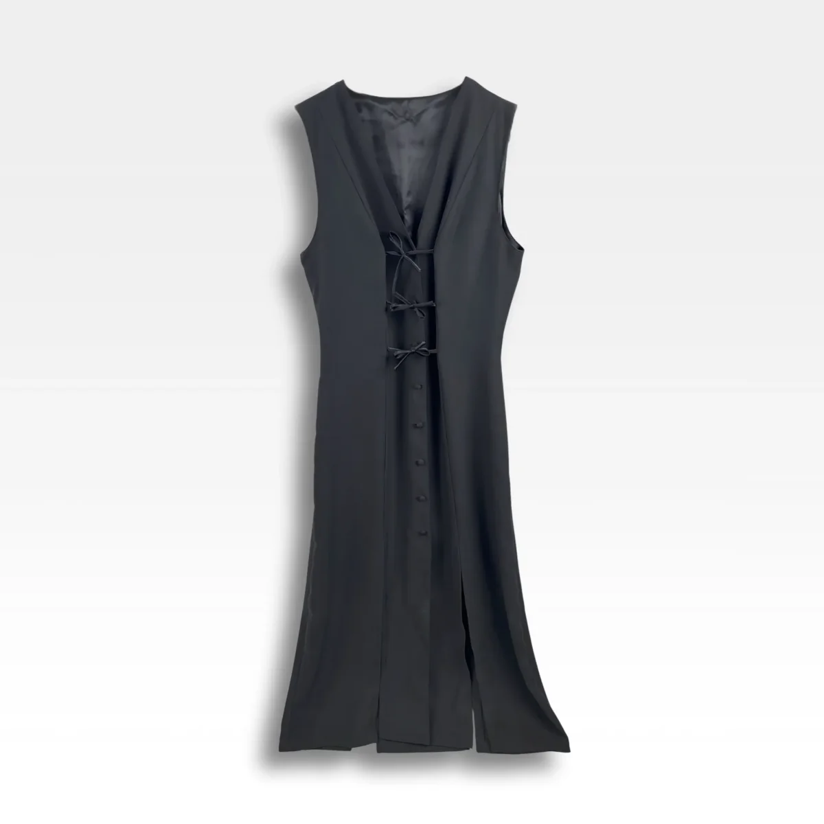 Tunique longue noire à liens croisés