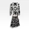 Robe longue imprimée noir & écru
