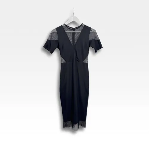Robe midi noire bi-matière
