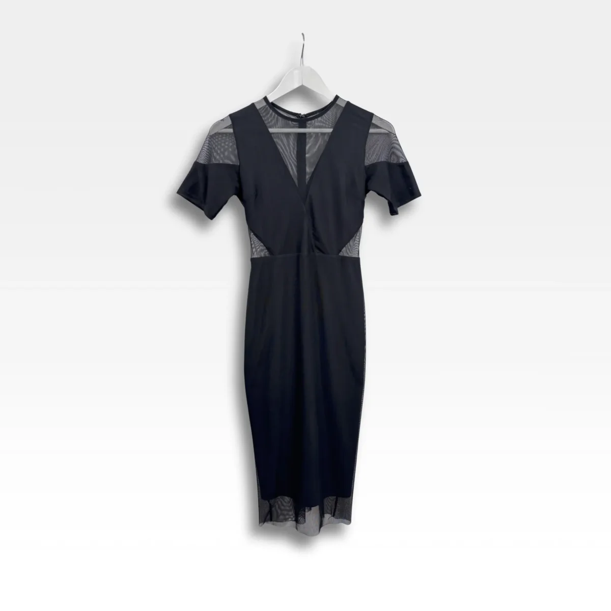 Robe midi noire bi-matière