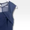Robe drapée bleu nuit & tulle plumetis