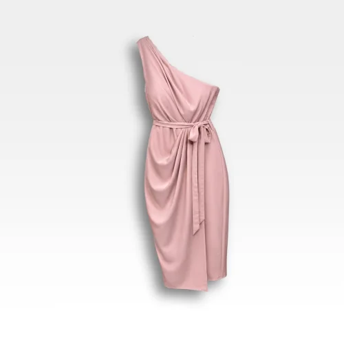 Robe asymétrique portefeuille vieux rose