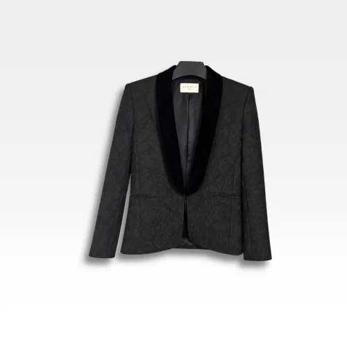 Blazer bi-matière dentelle et velours
